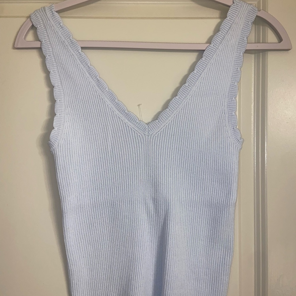Aerie Light Blue Ribbed Tank Top